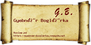 Gyebnár Boglárka névjegykártya